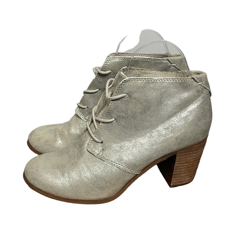 Toms Lunata White Gold Faux Leather Ankle Booties 8.5